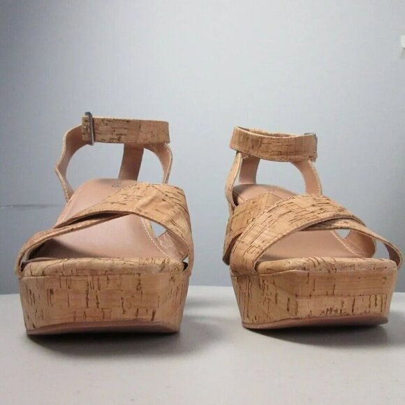 Torrid Womens Nat Cork Platform Heels 9 W W Strappy Block Sandals Shoes 902 - Picture 3 of 13